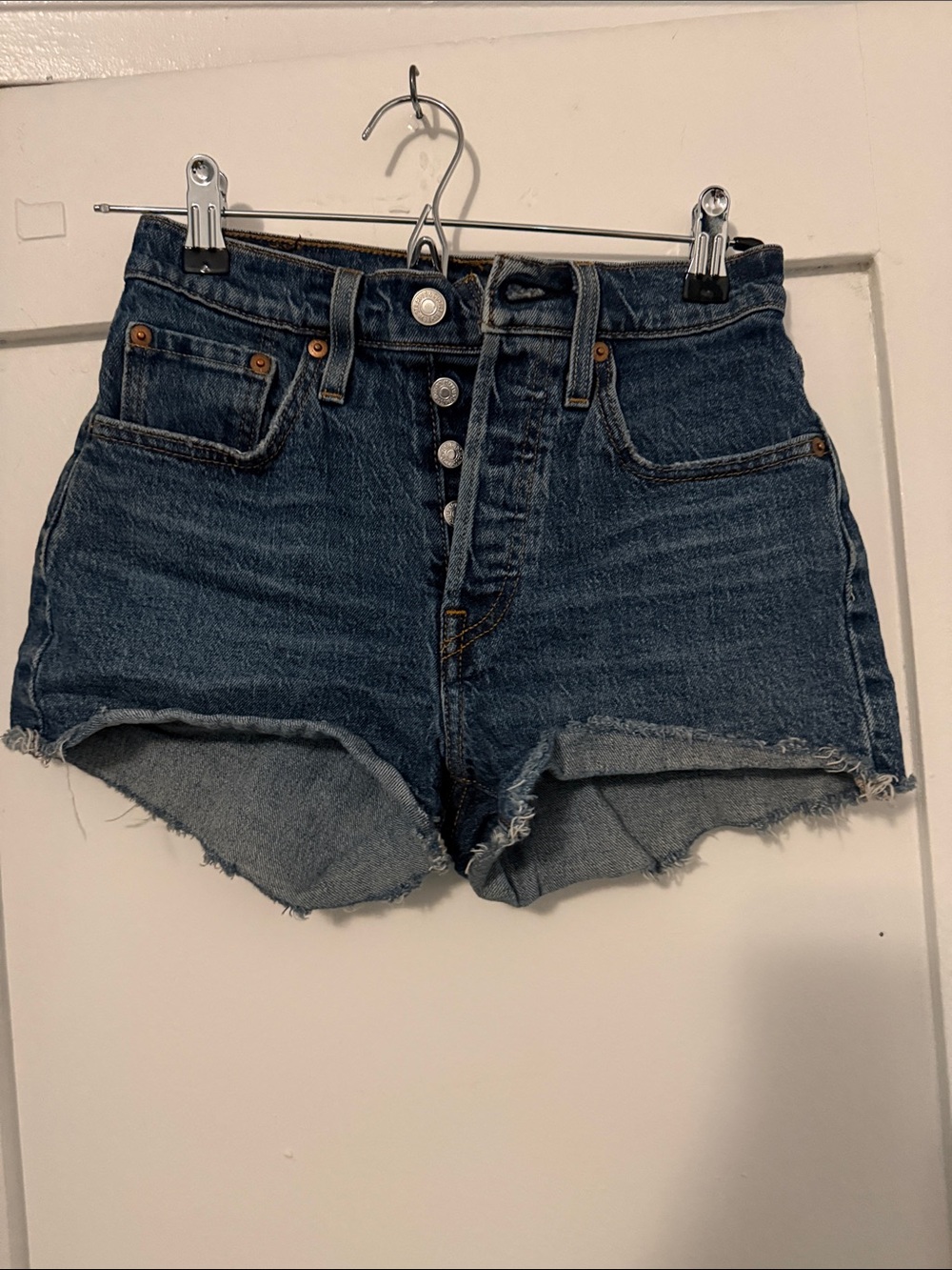 Levi's 501 women’s Dark Blue Button-Fly Denim Shorts
